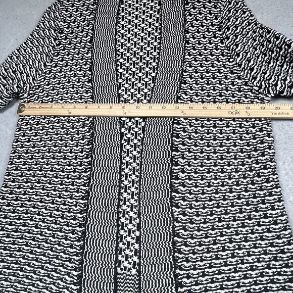 Talbots Sweater Womens M Petite Black White Heavyweight Open Front Cardigan - Picture 6 of 10